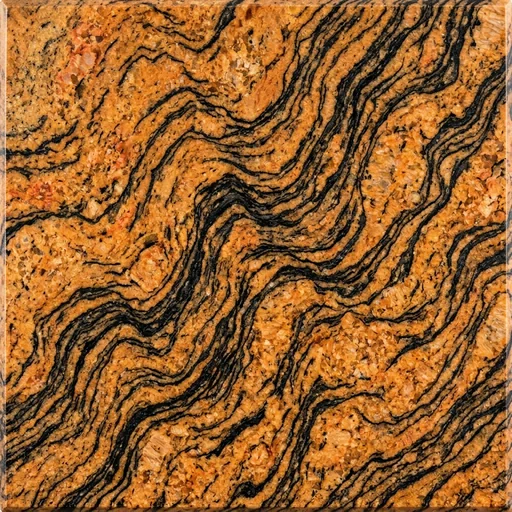 Granit Tigré — Orange veiné noir